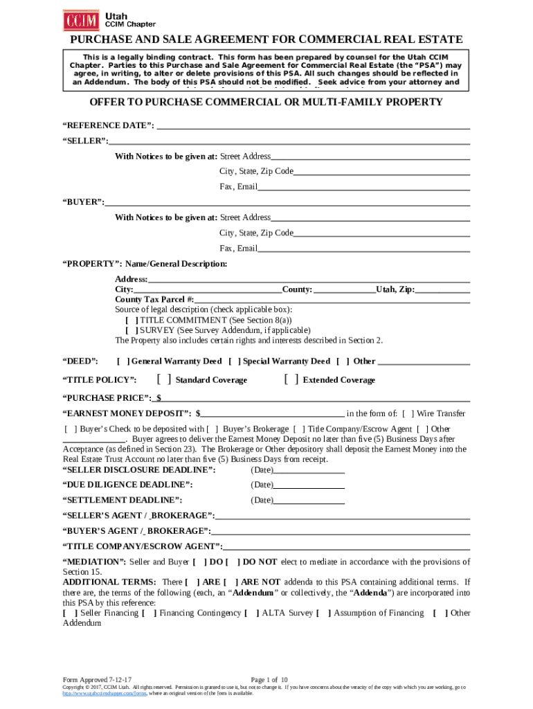 Free Commercial Real Estate Purchase Agreement Templates Doc Template