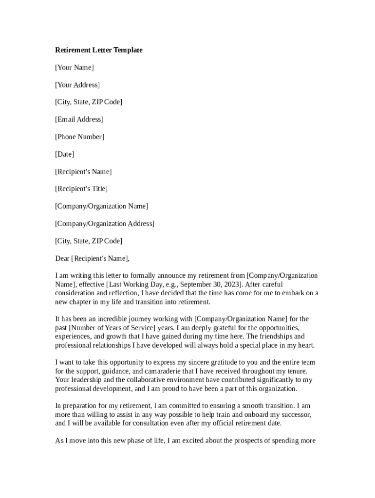 Free Retirement Letter Samples + a Great Template! Preview on Page 1