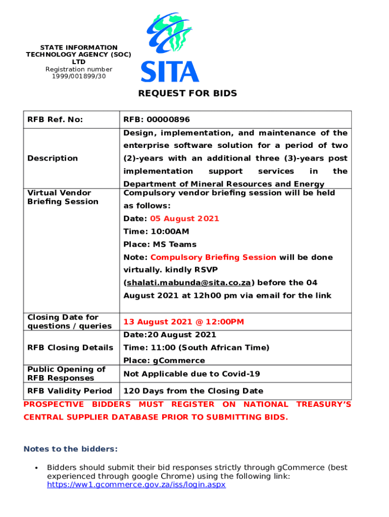 Bid Specification Template Department Of Energy Doc Template pdfFiller