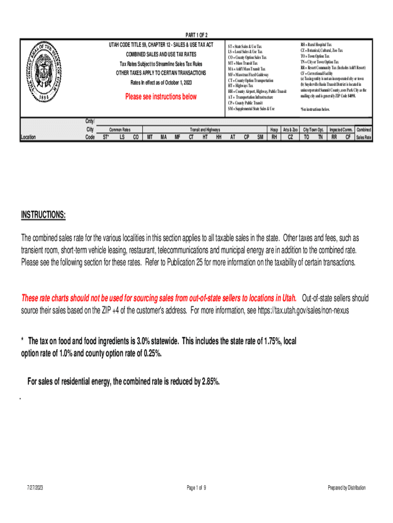 Fillable Online tax utah Utah CodeChapter 12 SALES AND USE TAX ACT