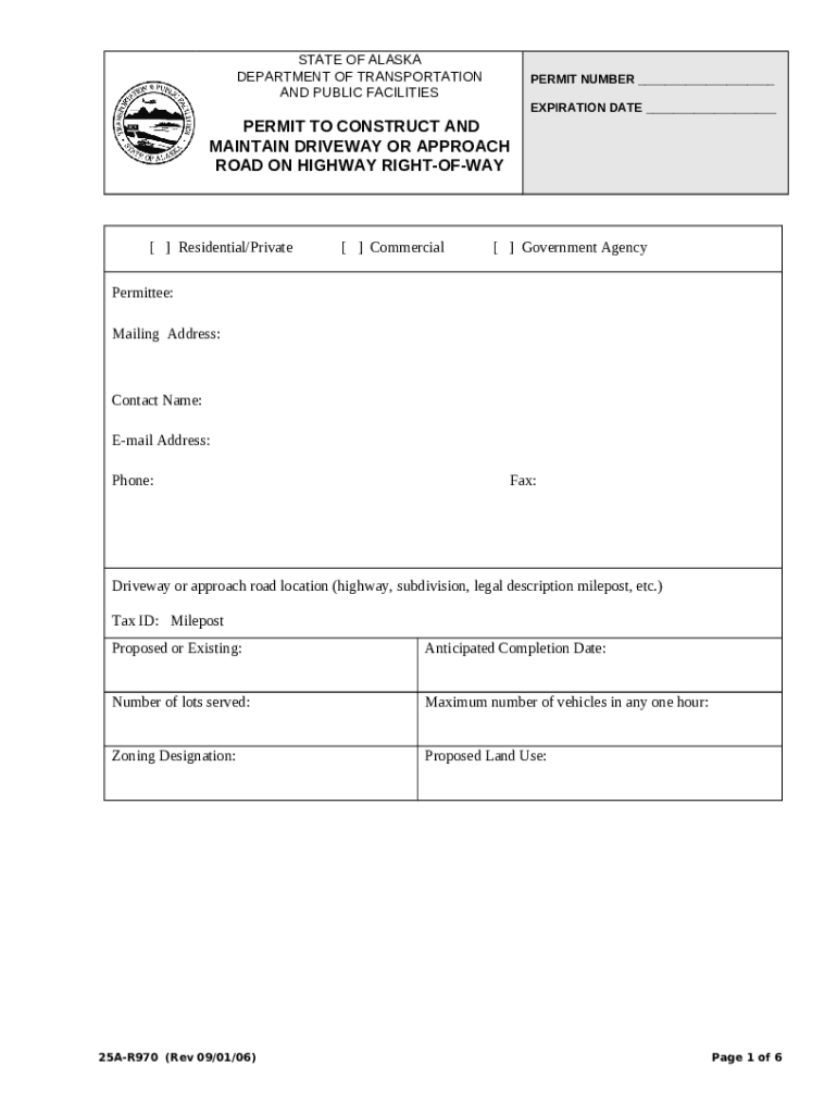 PERMIT TO CONSTRUCT AND MAINTAIN DRIVEWAY OR APPROACH ROAD ON HIGHWAY
