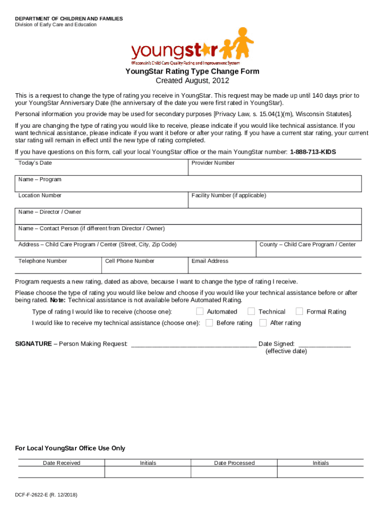 YOUNGSTAR CHANGE dcf wisconsin Doc Template pdfFiller