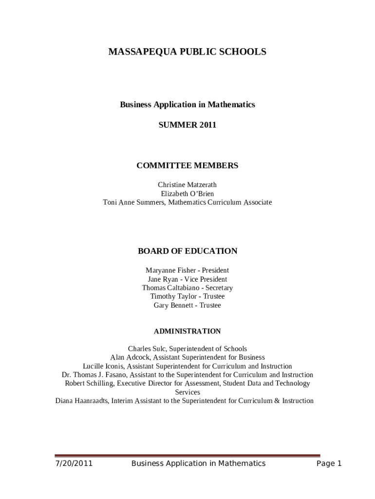 MASSAPEQUA PUBLIC SCHOOLS Doc Template | pdfFiller