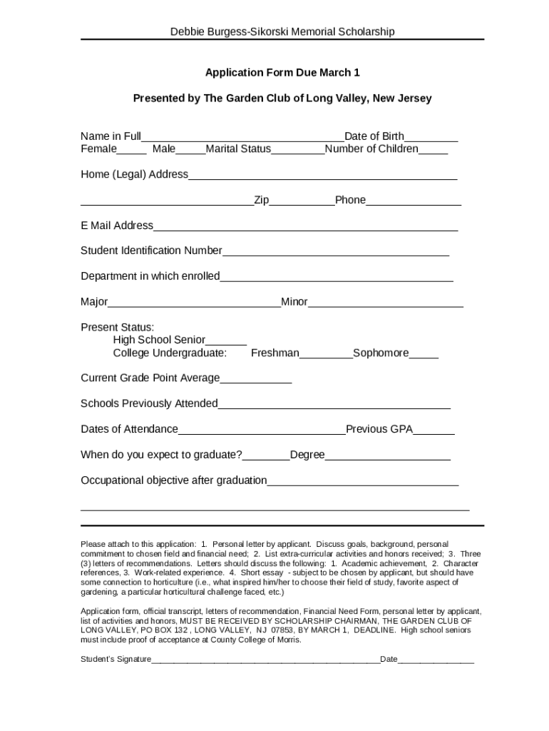 College Scholarship Application: High School Senior Doc Template ...