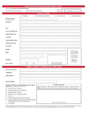 Aadhaar Enrolment/Update Certificate