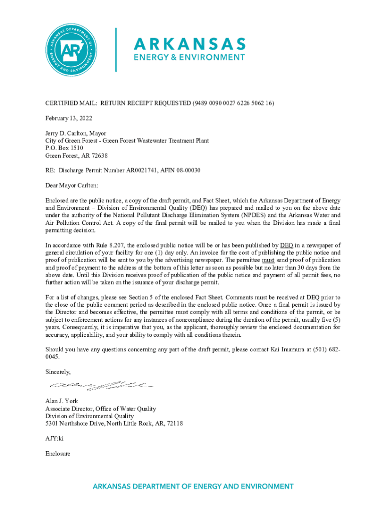 Fillable Online Green Forest Water Department Fax Email Print pdfFiller