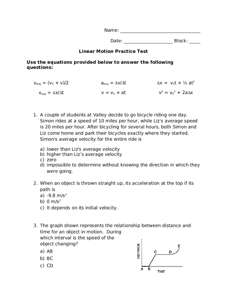 Solved Chapter 2 Linear Motion 1. Horizontal motion with a Doc Template ...