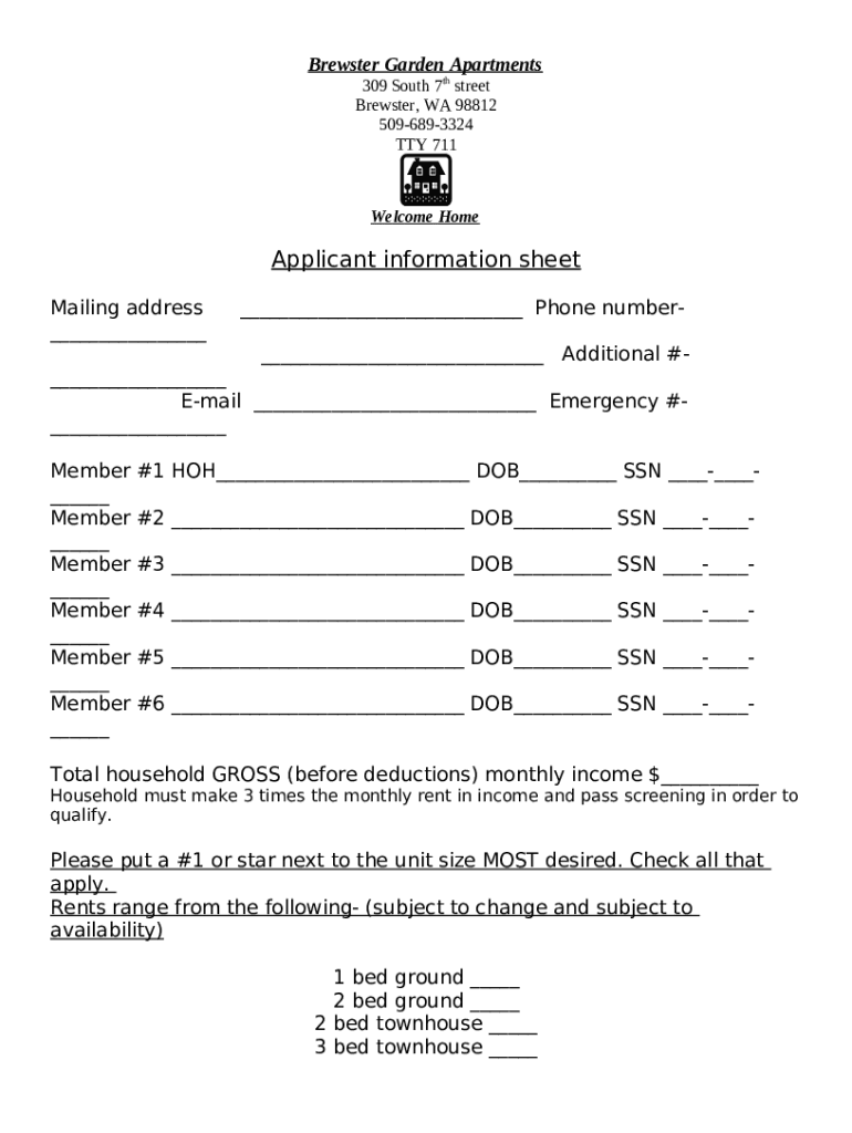 Brewster Gardens Apartments Apartments at 309 S 7th St Doc Template pdfFiller