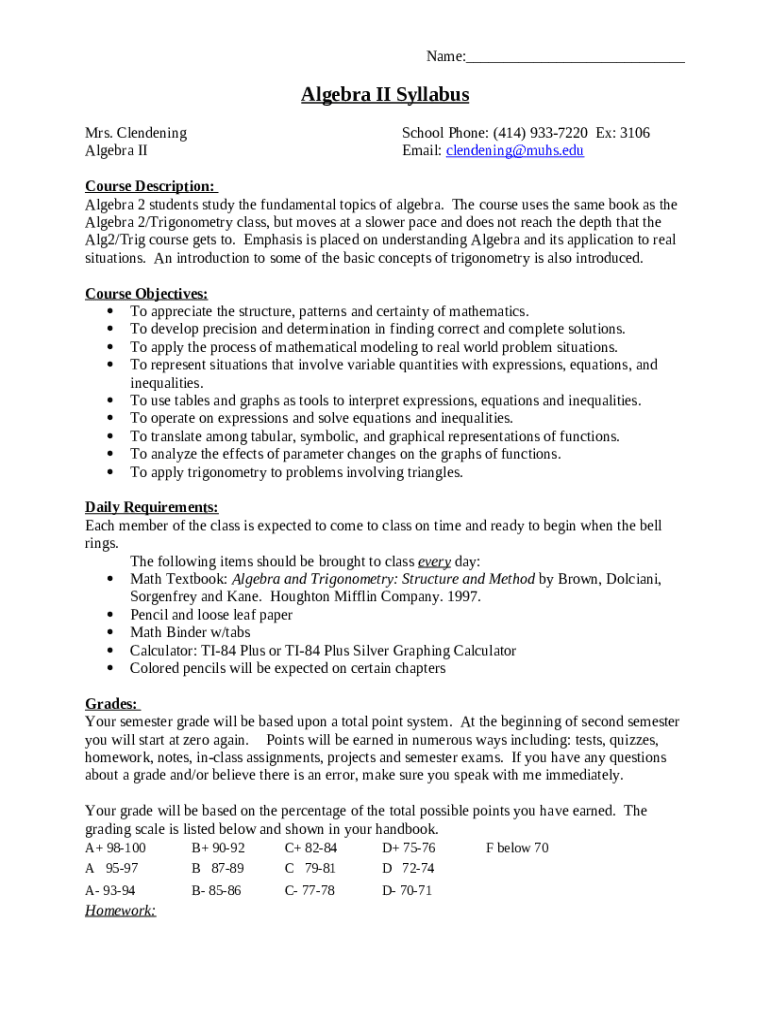 Algebra IIChrist The King Jesuit College Preparatory School Faculty