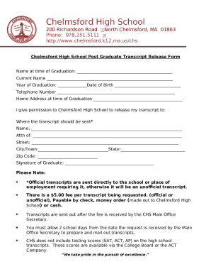 Postgraduate Transcript Request Doc Template | pdfFiller