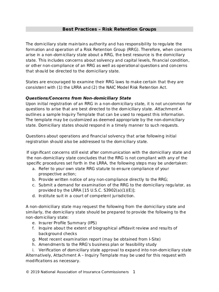 The Differences Between Risk Retention Groups and Doc Template