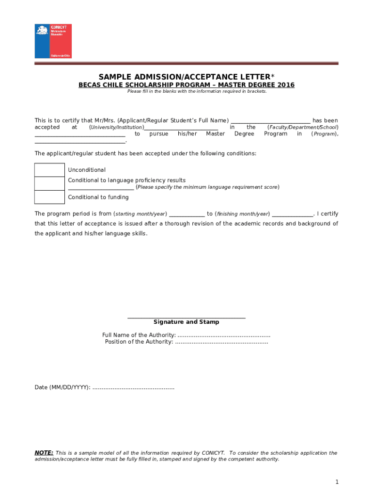 college admission letter sample pdf Doc Template Preview on Page 1