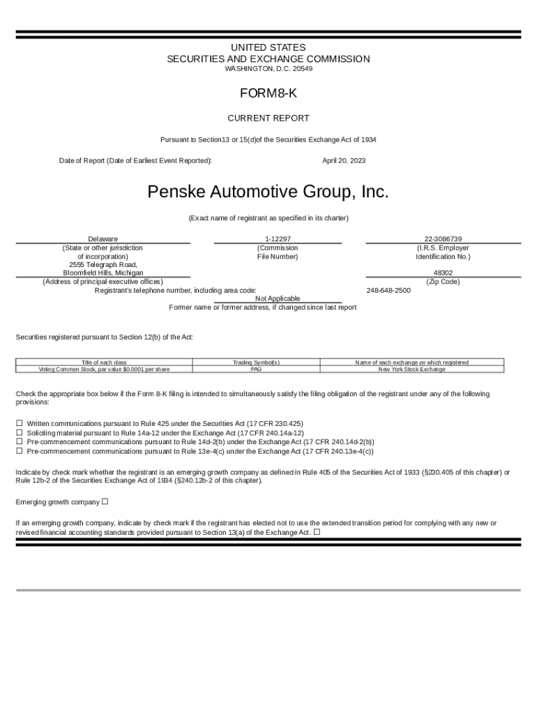 PENSKE AUTOMOTIVE GROUP, INC. (. EDGAR Online Pro Doc Template pdfFiller
