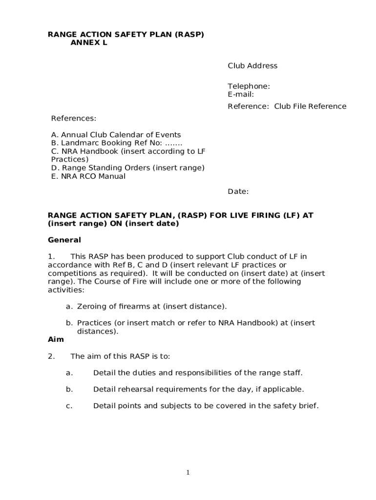 Developing A Range Safety Plan Doc Template pdfFiller