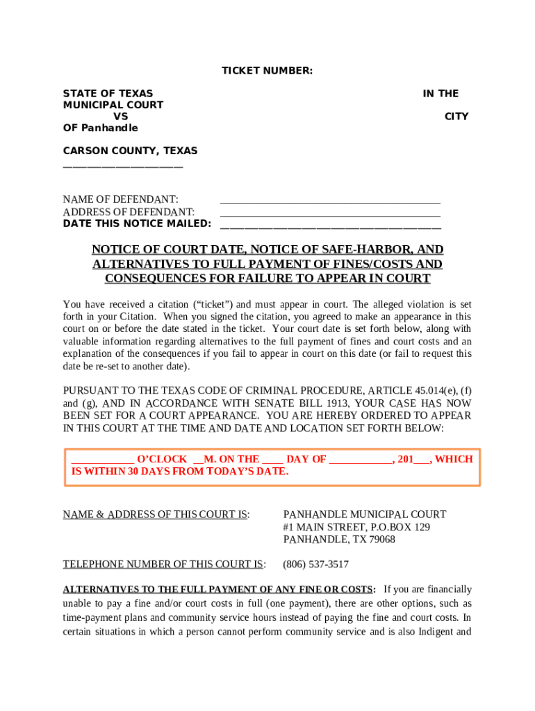 notice of court date, notice of safeharbor, and alternatives to