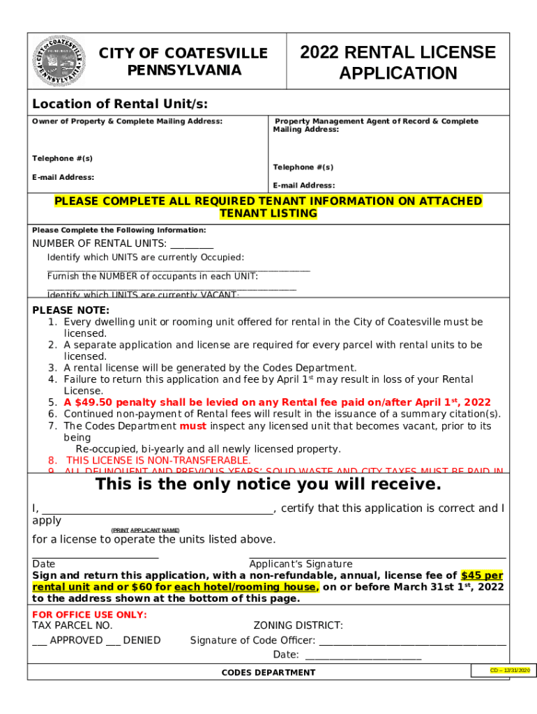 2022 rental license application Doc Template pdfFiller