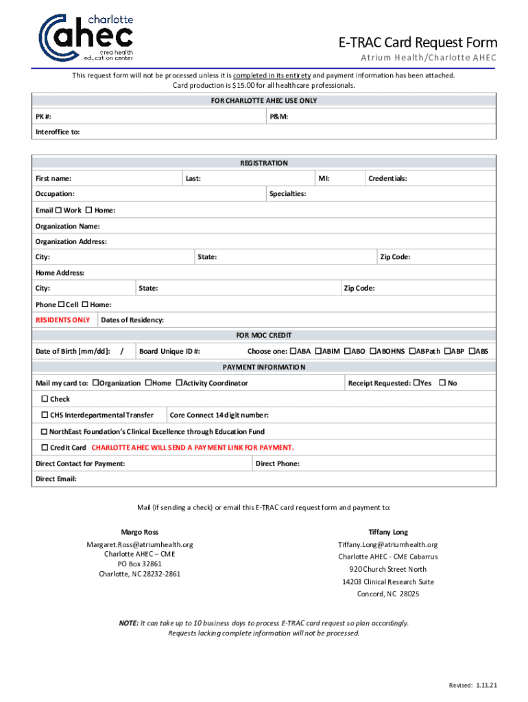 Fillable Online Fillable Online charlotteahec Eeds Card Request Form 2 ...