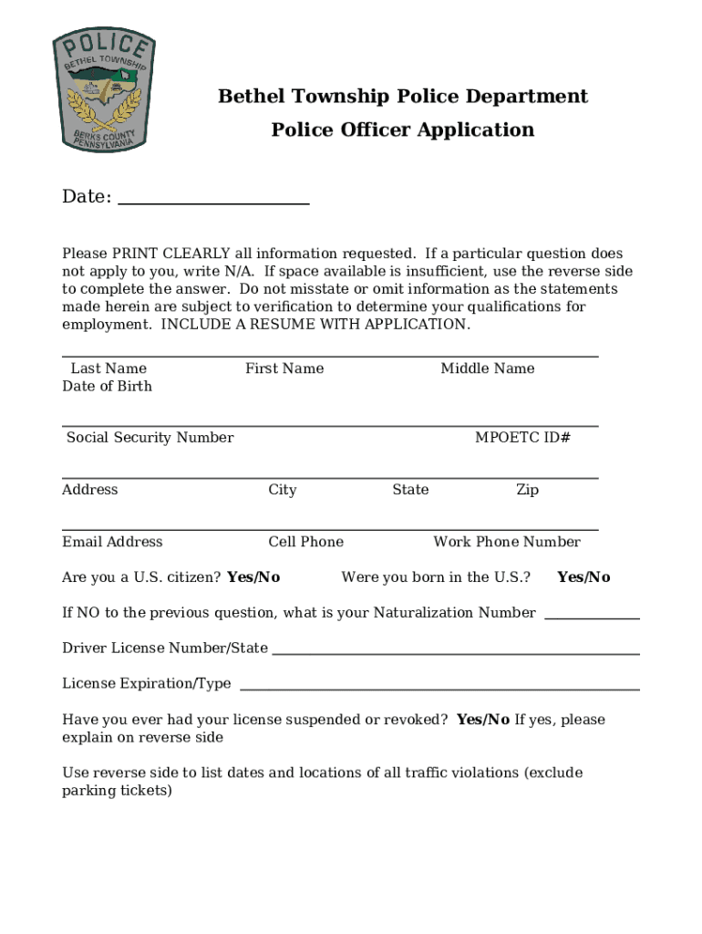 Official Website - Bethel Township, PA - Police Department Doc Template