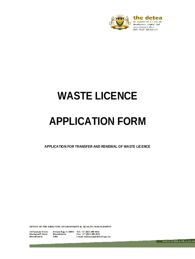 Solid Waste Permit Applications and s Doc Template pdfFiller