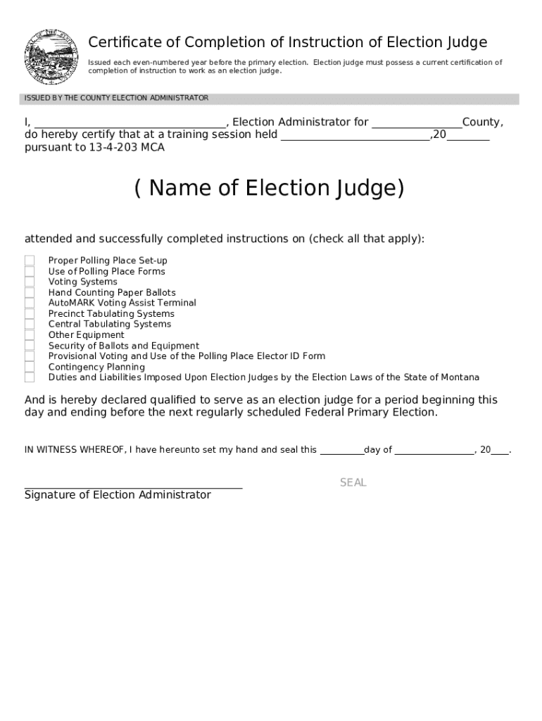13-4-203. Instruction of judges -- training materials, MCA Doc Template