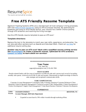 Free ATS Friendly Resume Template