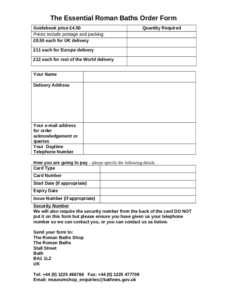 The Essential Roman Baths Order Doc Template | pdfFiller