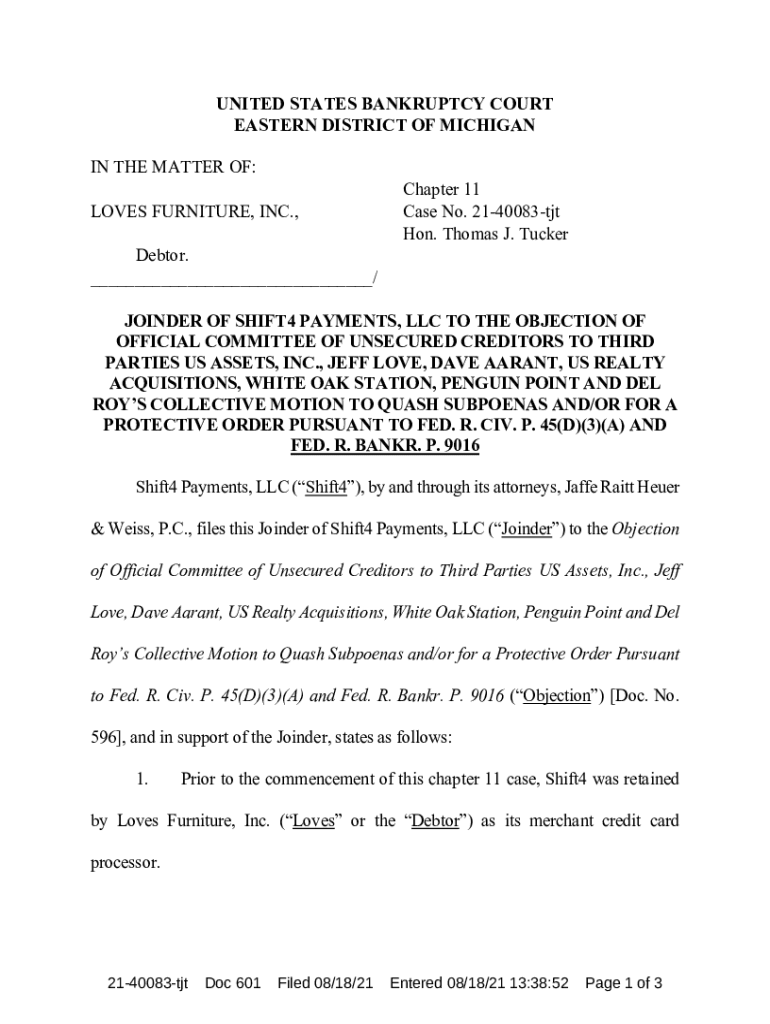 Fillable Online Loves Furniture files for bankruptcy, may seek new