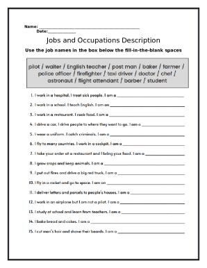 Jobs and Occupations Description Form