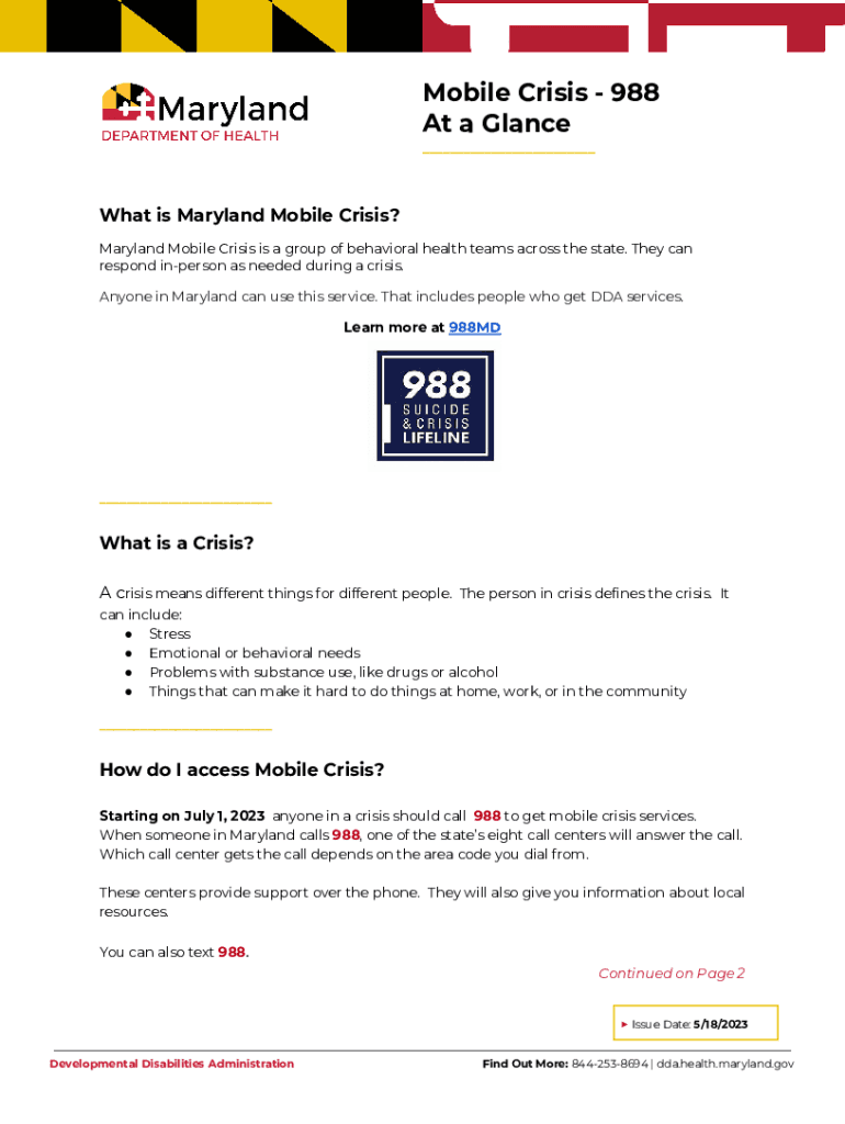Fillable Online How a 988 Crisis Center Helps People With Mental and Fax Email Print pdfFiller