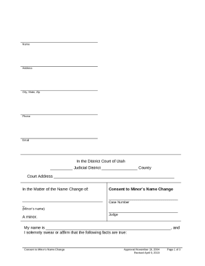 Consent to Minor's Name Change