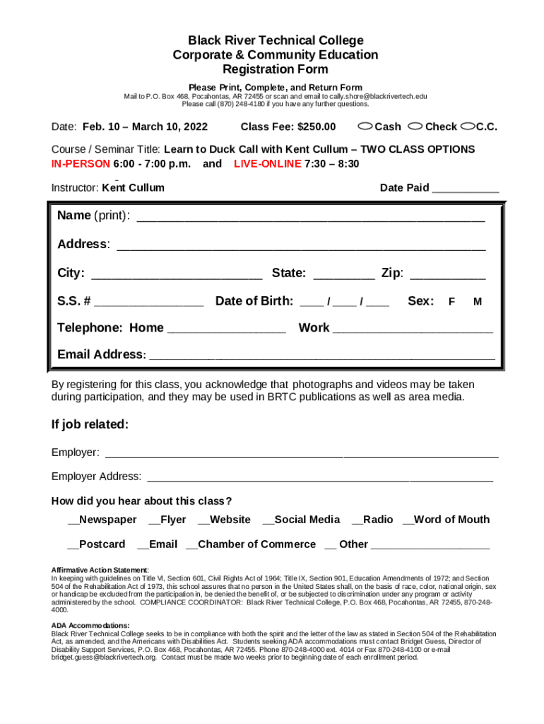 Box 468, Pocahontas, AR 72455 or scan and email to cally Doc Template