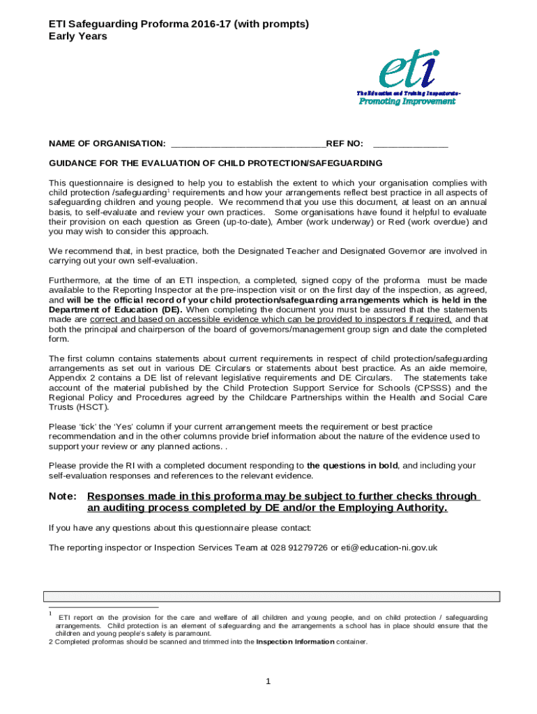 Safeguarding and child protection selfassessment tool Doc Template