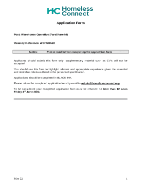 Warehouse Job Application Form Template
