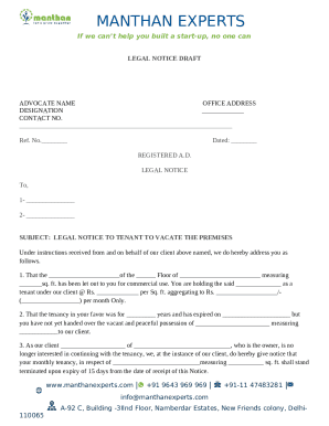 Legal-Notice-to-tenant-to-vacate-the-premises. ... Doc Template | pdfFiller