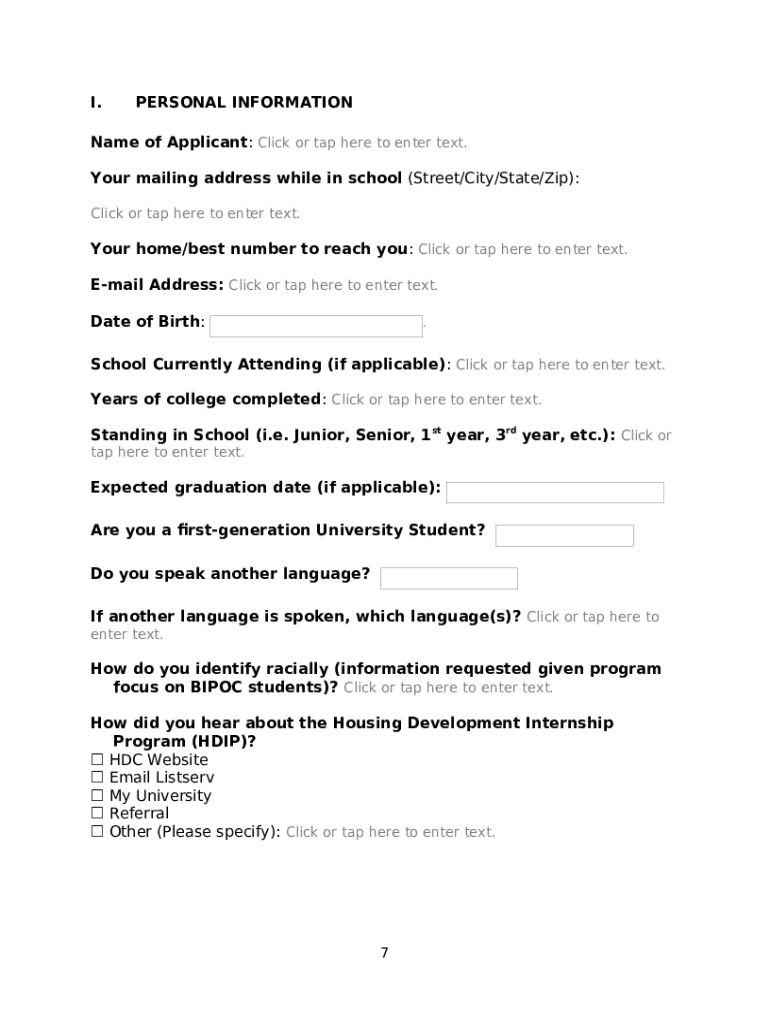 20232024 Intern Application Doc Template pdfFiller