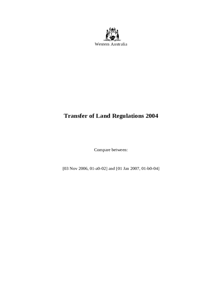 Transfer of Land Regulations 2004 All Versions Doc Template pdfFiller