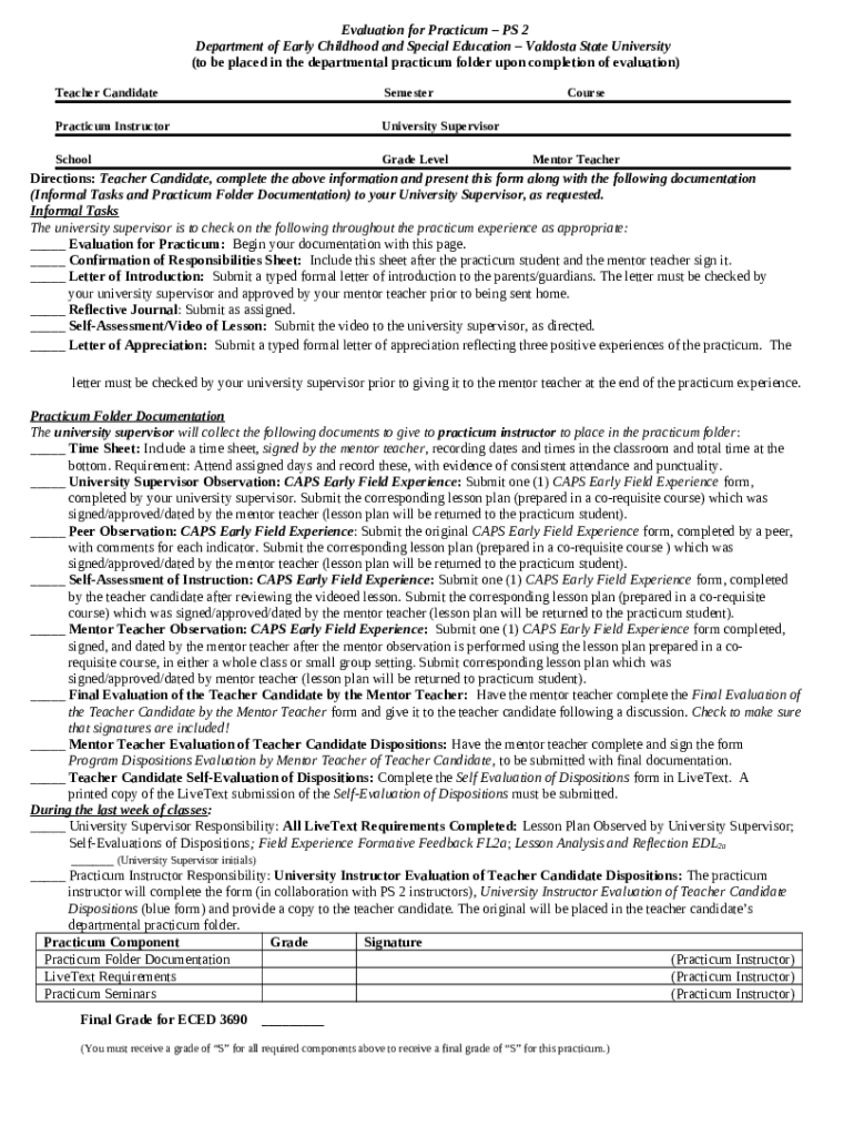 Practicum Handbook Department of Early Childhood and ... Doc Template ...
