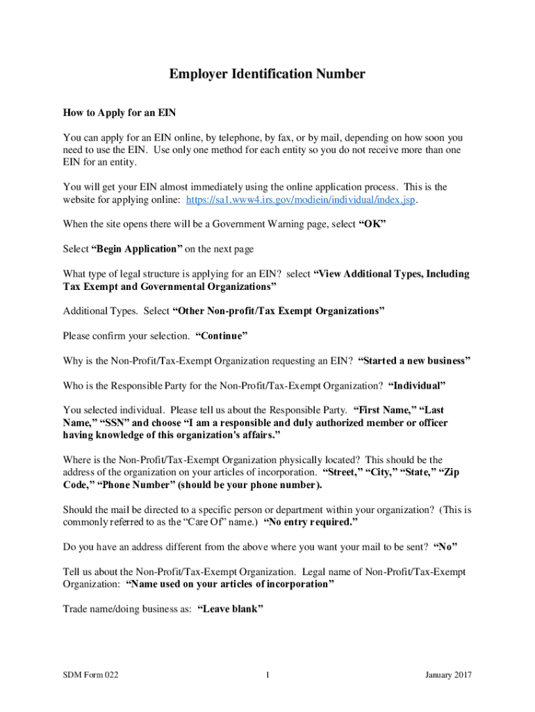 Fillable Online IRS EIN Application How to Apply for a FEIN Number