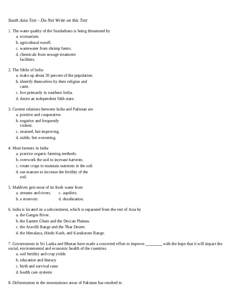 Geography Unit Test Flashcards Doc Template pdfFiller