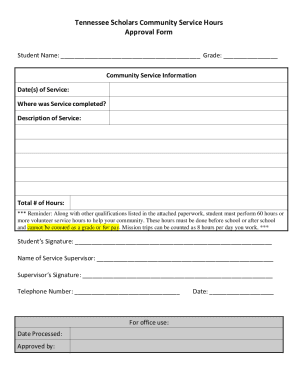 Tennessee Scholars Community Service Hours Approval ...