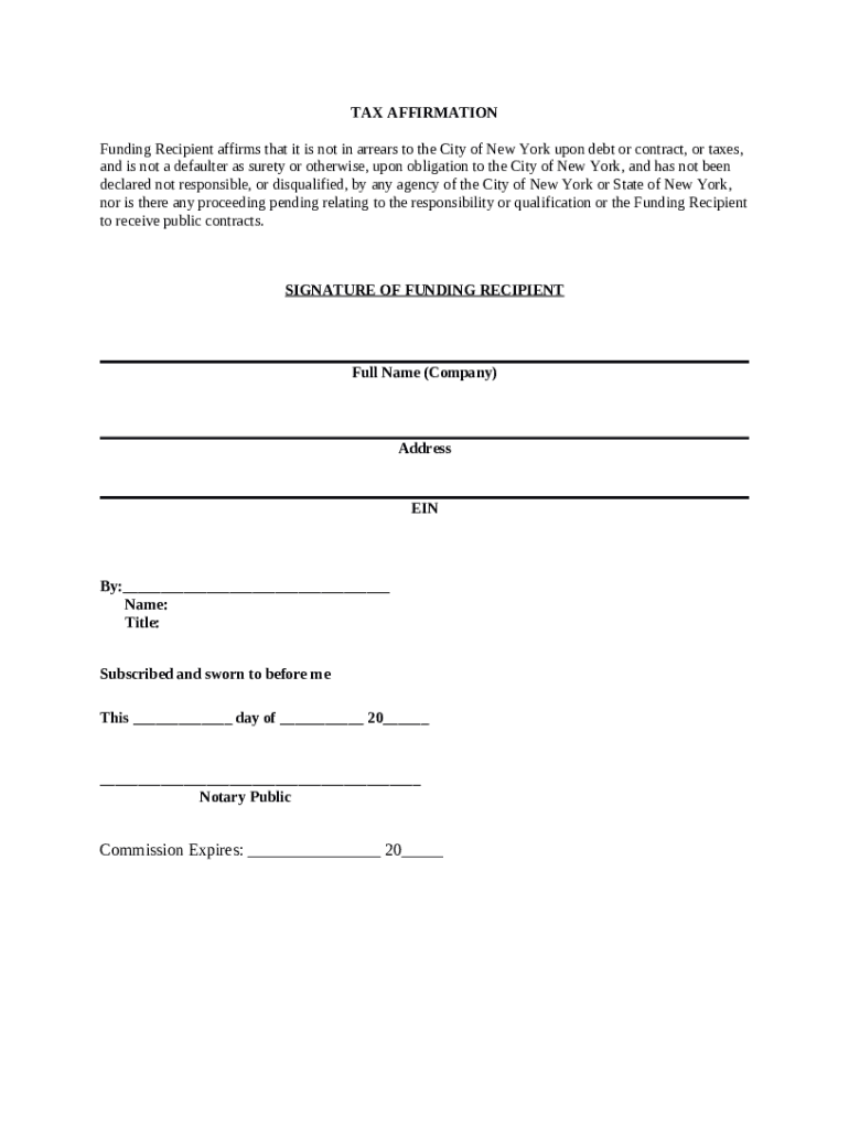 Tax Affirmation Sample Clauses Doc Template | pdfFiller