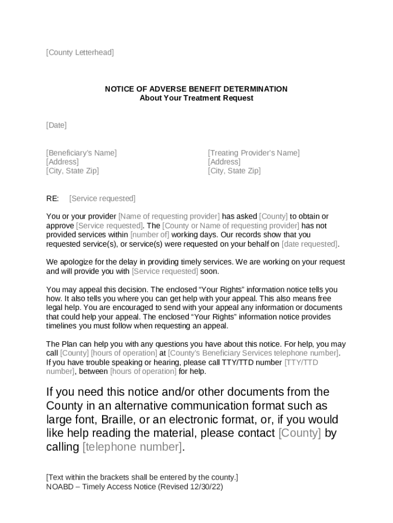 Enclosure6TimelyAccessNoticeNOABDFinal Doc Template pdfFiller