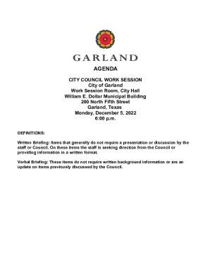 Verbal Briefing: These items do not require written background information or are an