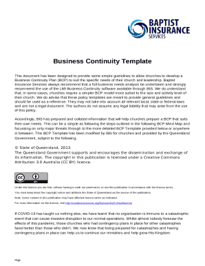 Free Business Continuity Plan Templates