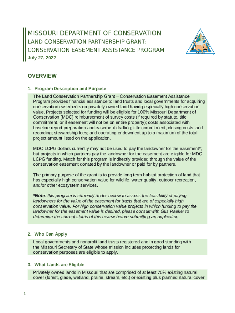 NRCS Missouri Announces Funding Opportunities for Farmers mdc mo Doc Template pdfFiller