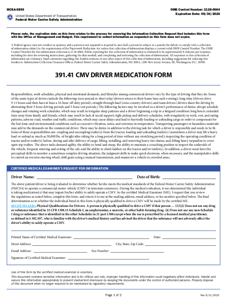 Fillable Online Form MCSA5895 Federal Motor Carrier Safety