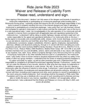 Fillable Online Bike Ride Waiver Form - Fill Online, Printable ...