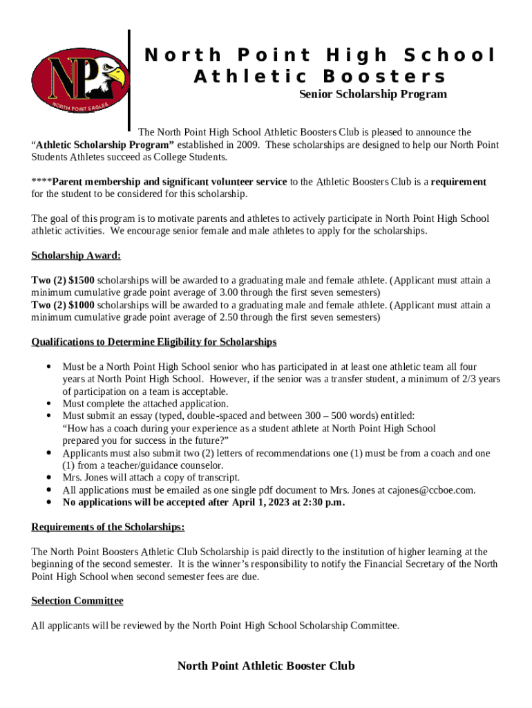 North Point High School Athletic Boosters Doc Template pdfFiller