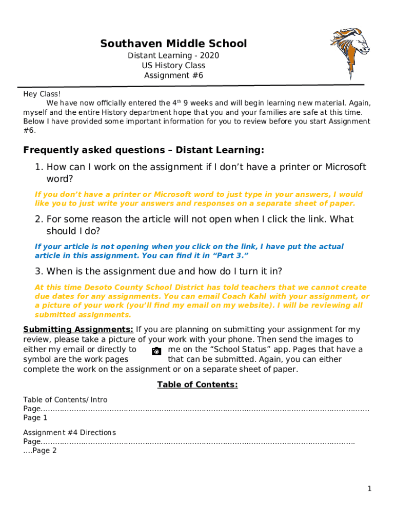 US History Class Doc Template pdfFiller