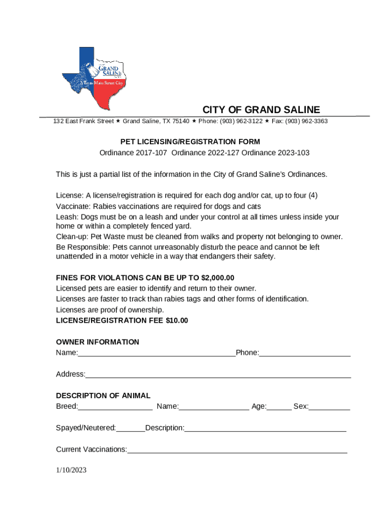 pet licensing/registration Doc Template pdfFiller